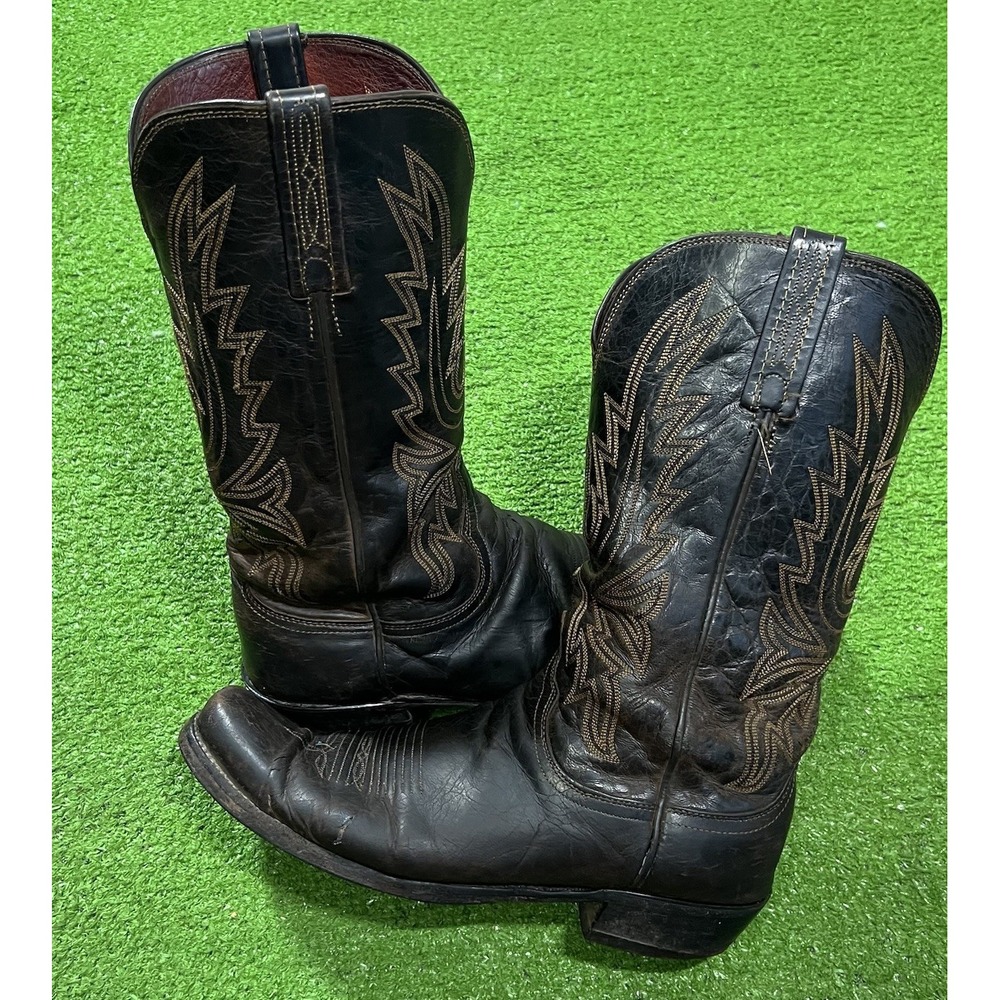 Lucchese 1883 Corbin Cowboy Western Boots Dark Brown Leather Snip Toe Size 10‎ D
